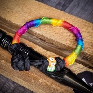 Premium Handmade unisex paracord bracelet with custom name initials in rainbow color