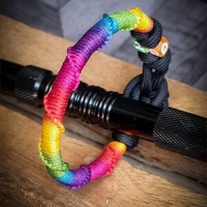 Premium Handmade unisex paracord bracelet with custom name initials in rainbow color