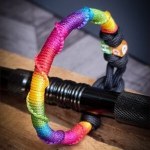 Premium Handmade unisex paracord bracelet with custom name initials in rainbow color