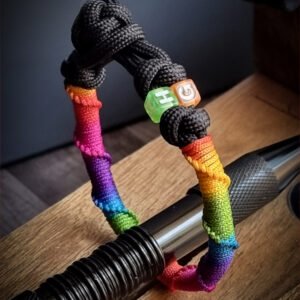 Premium Handmade unisex paracord bracelet with custom name initials in rainbow color