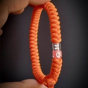Premium Handmade unisex paracord bracelet with custom name initials in neon orange color