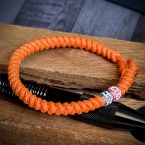 Premium Handmade unisex paracord bracelet with custom name initials in neon orange color