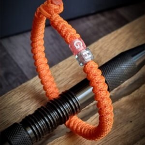 Premium Handmade unisex paracord bracelet with custom name initials in neon orange color