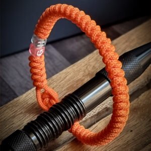 Premium Handmade unisex paracord bracelet with custom name initials in neon orange color