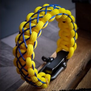 handmade paracord bracelet with adjustable shackle buckle in CSK Jersey Theme yellow color IPL Merchandise