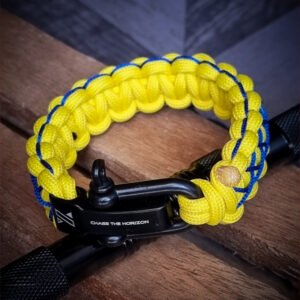 handmade paracord bracelet with adjustable shackle buckle in CSK Jersey Theme yellow color IPL Merchandise