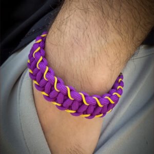 handmade paracord bracelet with adjustable shackle buckle in KKR Jersey Theme purple color IPL Merchandise
