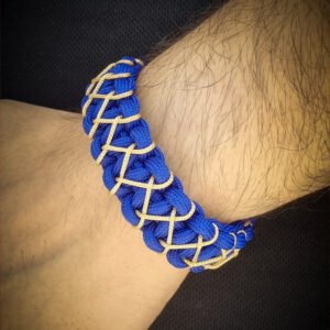 handmade paracord bracelet with adjustable shackle buckle in Mumbai Indians Jersey Theme blue and golden color IPL Merchandise