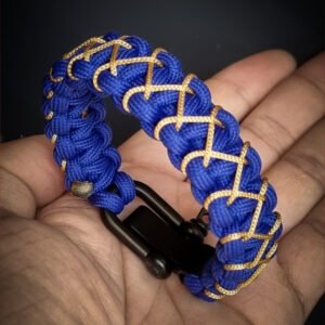 handmade paracord bracelet with adjustable shackle buckle in Mumbai Indians Jersey Theme blue and golden color IPL Merchandise