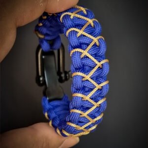 handmade paracord bracelet with adjustable shackle buckle in Mumbai Indians Jersey Theme blue and golden color IPL Merchandise