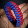 handmade paracord bracelet with adjustable shackle buckle in RCB Bengaluru Jersey Theme blue and red color IPL Merchandise