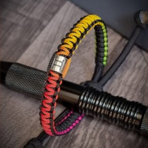 handmade slim paracord bracelet in rainbow color and zodiac sign bead