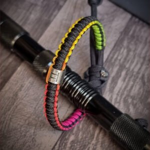 handmade slim paracord bracelet in rainbow color and zodiac sign bead