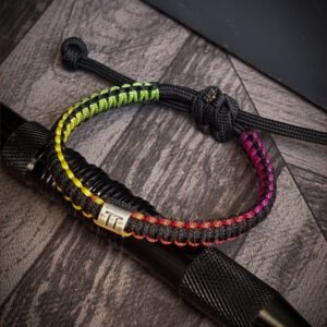 handmade slim paracord bracelet in rainbow color and zodiac sign bead