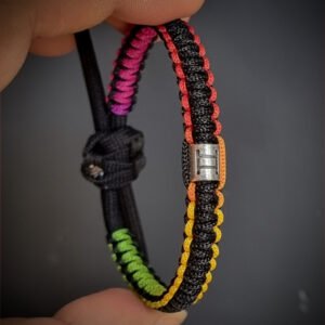 handmade slim paracord bracelet in rainbow color and zodiac sign bead