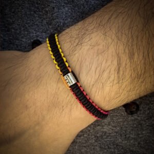 handmade slim paracord bracelet in rainbow color and zodiac sign bead