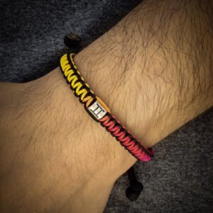 handmade slim paracord bracelet in rainbow color and zodiac sign bead