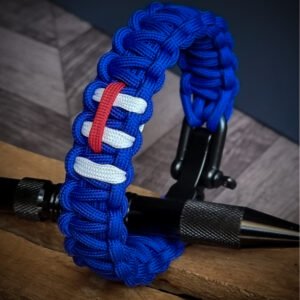 Mahadev, Lord Shiva tilak glow in the dark handmade paracord bracelet with adjustable shackle buckle with blue base paracord 550