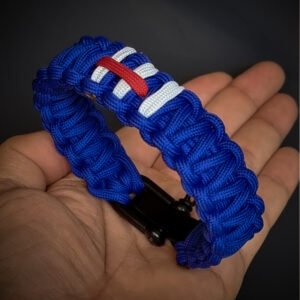 Mahadev, Lord Shiva tilak glow in the dark handmade paracord bracelet with adjustable shackle buckle with blue base paracord 550