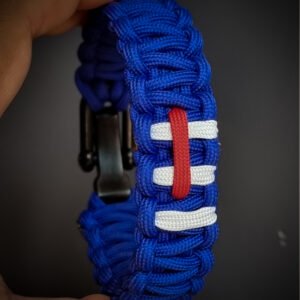 Mahadev, Lord Shiva tilak glow in the dark handmade paracord bracelet with adjustable shackle buckle with blue base paracord 550