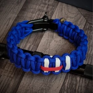 Mahadev, Lord Shiva tilak glow in the dark handmade paracord bracelet with adjustable shackle buckle with blue base paracord 550