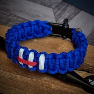 Mahadev, Lord Shiva tilak glow in the dark handmade paracord bracelet with adjustable shackle buckle with blue base paracord 550