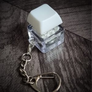white mechanical keyboard single key keychain with light for stress relieving