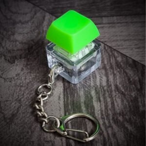 neon green mechanical keyboard single key keychain with light for stress relieving