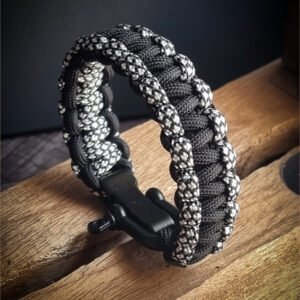 Handmade dual tone paracord bracelet with adjustable shackle buckle