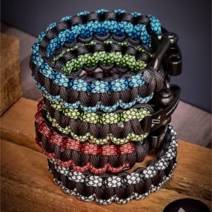 Handmade dual tone paracord bracelet with adjustable shackle buckle