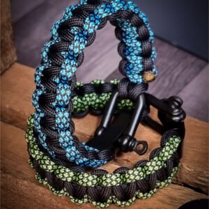 Handmade dual tone paracord bracelet with adjustable shackle buckle