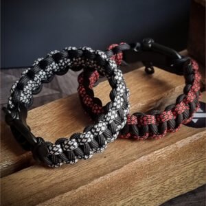 Handmade dual tone paracord bracelet with adjustable shackle buckle