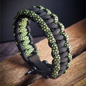 Handmade dual tone paracord bracelet with adjustable shackle buckle