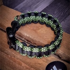 Handmade dual tone paracord bracelet with adjustable shackle buckle